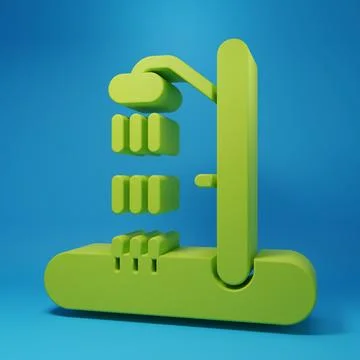 Green Beach shower icon isolated on blue background. Minimalism concept. 3D.. イラスト素材