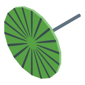 Green beach umbrella spreading shadow protecting from sun isometric view 스톡 일러스트