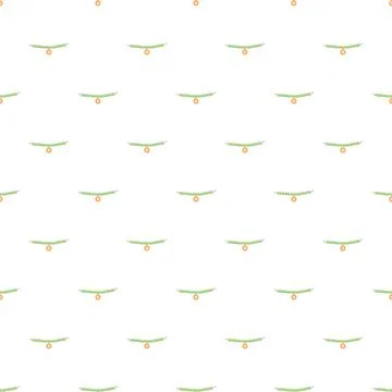 Green beaded necklace pattern with golden charm Stock Illustration