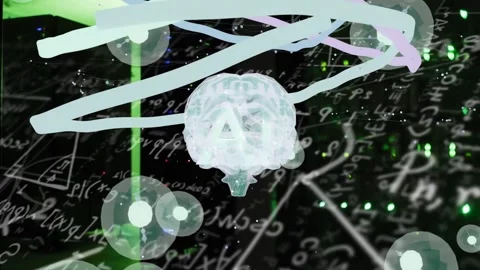 Green beam activating, clear brain marked AI rotating, pulsing, ribbon looping, 스톡 동영상 337579273