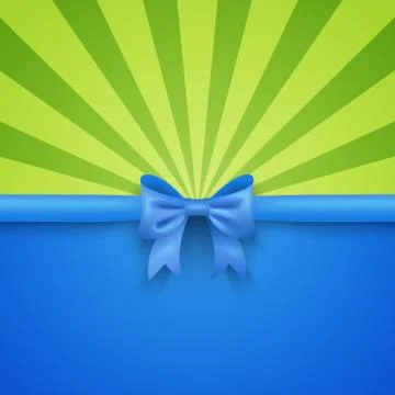 Green beam background with blue gift bow and ribbon Stock Illustration