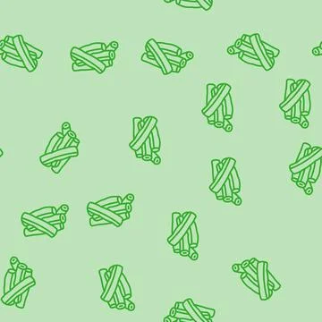 Green bean cut line seamless pattern Stock Illustration