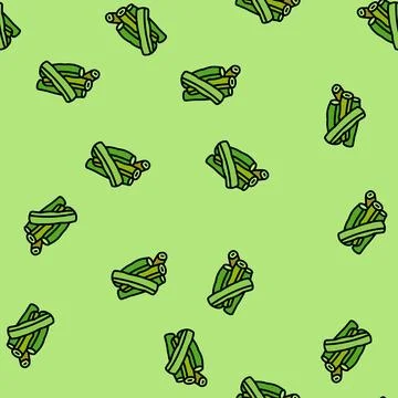 Green bean cut vector seamless pattern Illustrazione stock