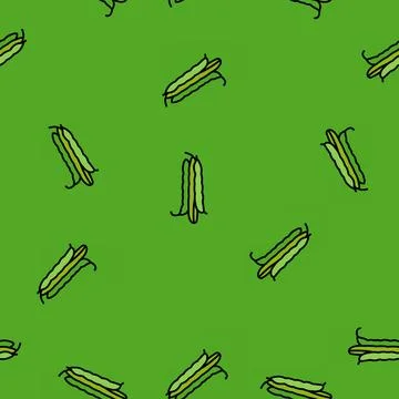 Green bean fresh vector seamless pattern Stock Illustration