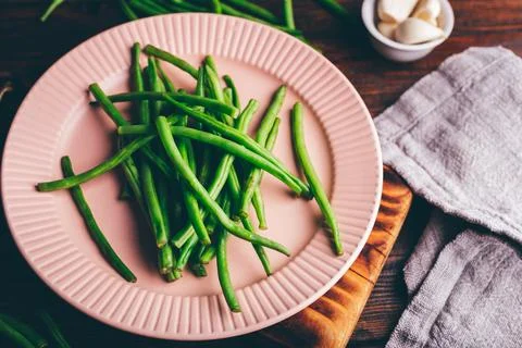 Green Bean on Plate Stock Photos