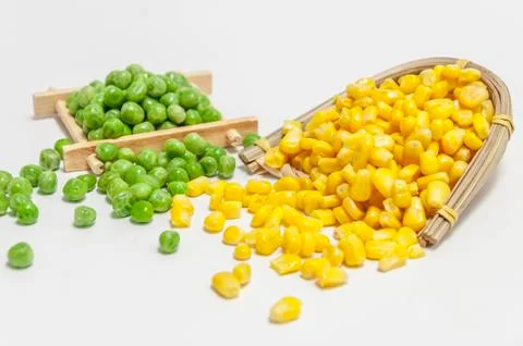 Green beans and corn kernels Stock Photos