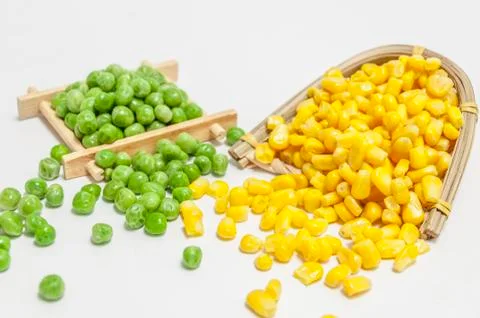 Green beans and corn kernels Stock Photos