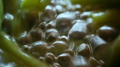 Green beans in boiling water. Stock Footage 45482309