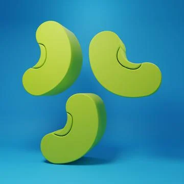 Green Beans icon isolated on blue background. Minimalism concept. 3D render.. Stock Illustration