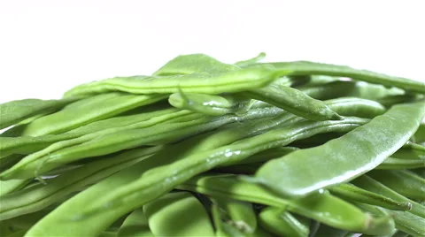 Green Beans isolated rotating on white background Stock Footage 62305042