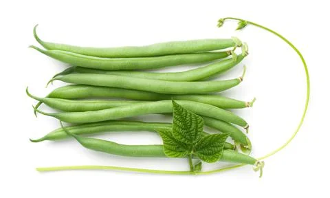 Green Beans With Leaf Isolated Over White Stock Photos