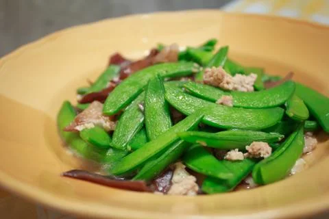 Green beans puff with beef Stock Photos