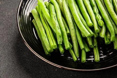 Green beans raw fresh vegetable string bean healthy food ingredient appetiz.. Stock Photos