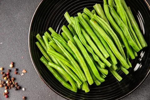 Green beans raw fresh vegetable string bean healthy food ingredient appetiz.. Stock Photos