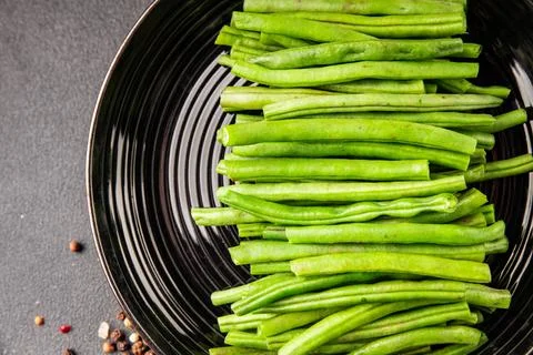 Green beans raw fresh vegetable string bean healthy food ingredient appetiz.. Stock Photos