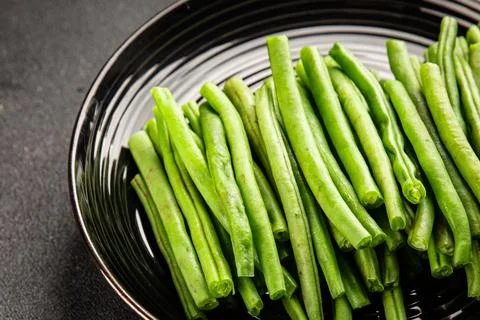 Green beans raw fresh vegetable string bean healthy food ingredient appetiz.. Stock Photos