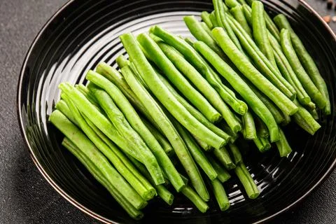 Green beans raw fresh vegetable string bean healthy food ingredient appetiz.. Stock Photos