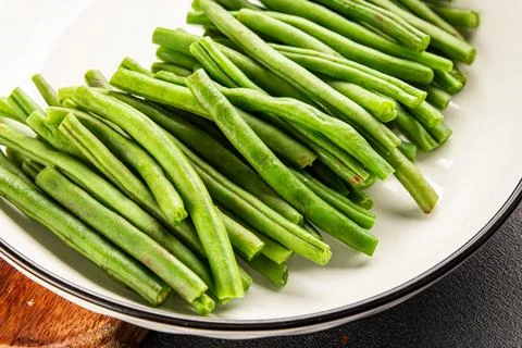 Green beans raw fresh vegetable string bean healthy food ingredient appetiz.. Stock Photos
