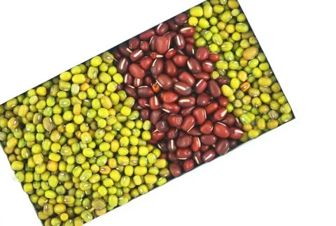 Green beans, small red  beans Stock Photos