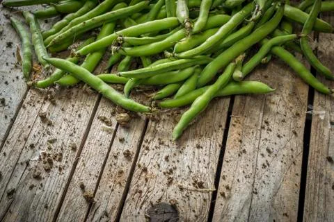 Green beans on the table Stock Photos