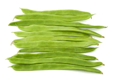 Green beans on a white background. Stock Photos