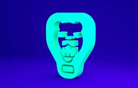 Green Bear head on shield icon isolated on blue background. Hunting trophy on Stock Illustration