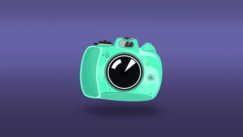 Green beautiful cute camera makes a flash Stock Footage 169149168