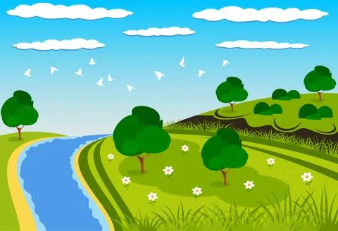 Green beauty landscape Stock Illustration