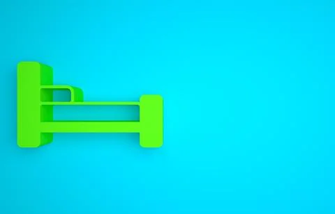 Green Bed icon isolated on blue background. Minimalism concept. 3D render Illustrazione stock