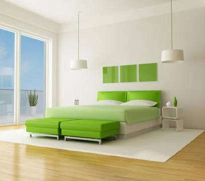 Green bedroom Stock Illustration