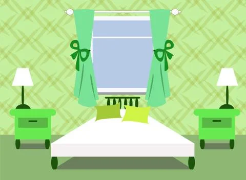 Green bedroom Stock Illustration