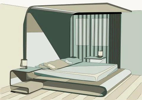 Green bedroom Illustrazione stock