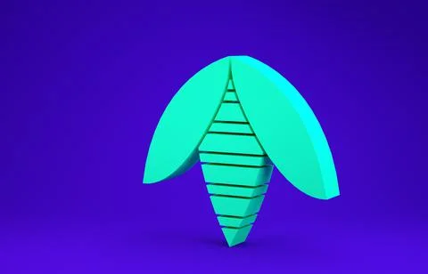 Green Bee icon isolated on blue background. Sweet natural food. Honeybee or a 스톡 일러스트