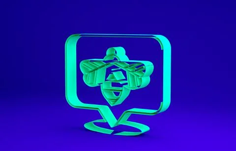 Green Bee icon isolated on blue background. Sweet natural food. Honeybee or apis Stock-Illustration