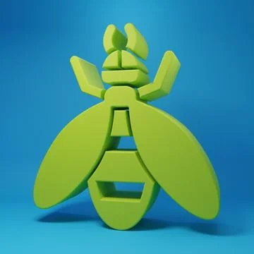 Green Bee icon isolated on blue background. Sweet natural food. Honeybee or.. Illustrazione stock