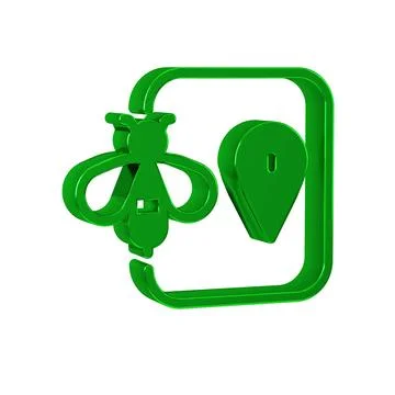 Green Bee location map pin pointer icon isolated on transparent background... Stock Illustration