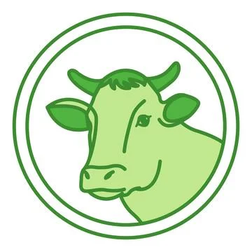 Green Beef Label. Vector Icon. Cow Head. Beef Meat Products. Cat's Food Pro.. Stock Illustration