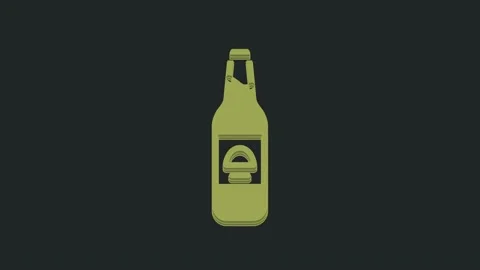Green Beer bottle icon isolated on black background. 4K Video motion graphic Stock Footage 235517131