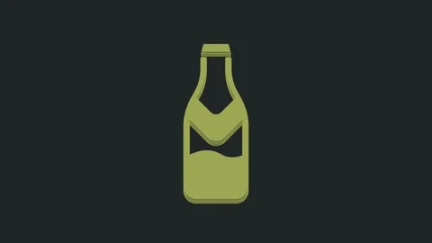 Green Beer bottle icon isolated on black background. 4K Video motion graphic Stock Footage 235603731