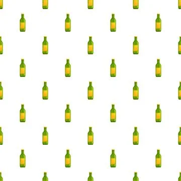Green beer bottle repeating pattern background Stock Illustration