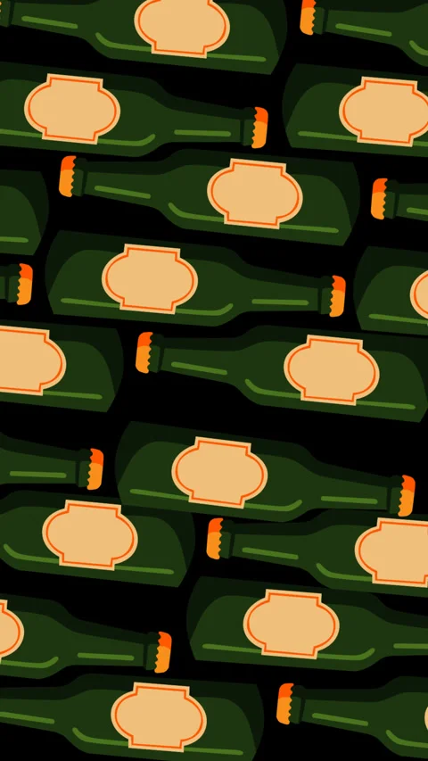 Green Beer Bottle Seamless Pattern Motion Graphic Background for Oktoberfest Stock Footage 346106041