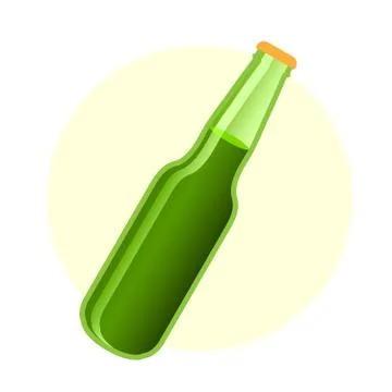 Green beer bottle in simple style Stock Illustration