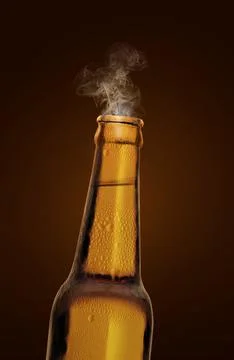 Green beer bottle on a white background. 3d render Stock Illustration