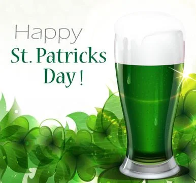 Green beer with clover Stock Illustration