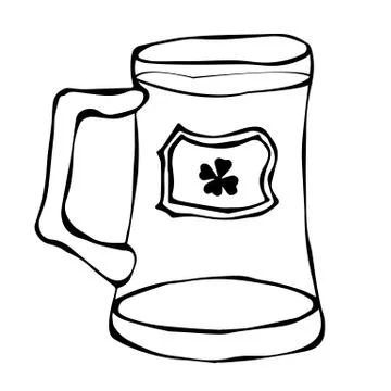 Green Beer St. Patricks Day Symbol Glass with Splash of Alcoholic Drink. Sain Stock Illustration