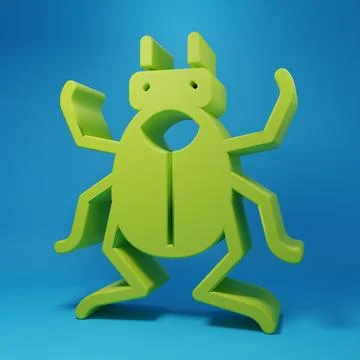 Green Beetle bug icon isolated on blue background. Minimalism concept. 3D r.. Stock Illustration