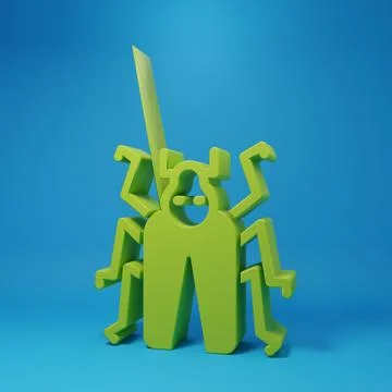 Green Beetle bug icon isolated on blue background. Minimalism concept. 3D r.. Stock Illustration