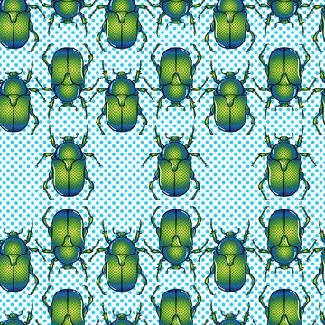 Green beetle pattern in pop art style Stock Illustration
