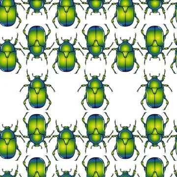 Green beetle seamless pattern Stock Illustration