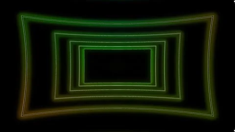 Green beige neon rectangles frames border zooming flying forward through Stock Footage 280296957